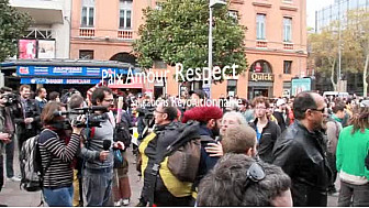 Barrage de Sivens, manifestation du 8 novembre 2014 à Toulouse  ' Paix Amour Respect'