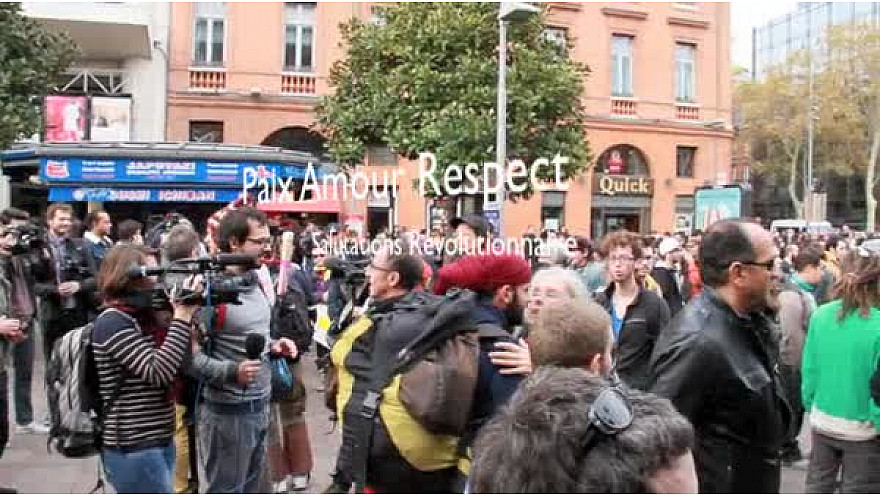 Barrage de Sivens, manifestation du 8 novembre 2014 à Toulouse  ' Paix Amour Respect'