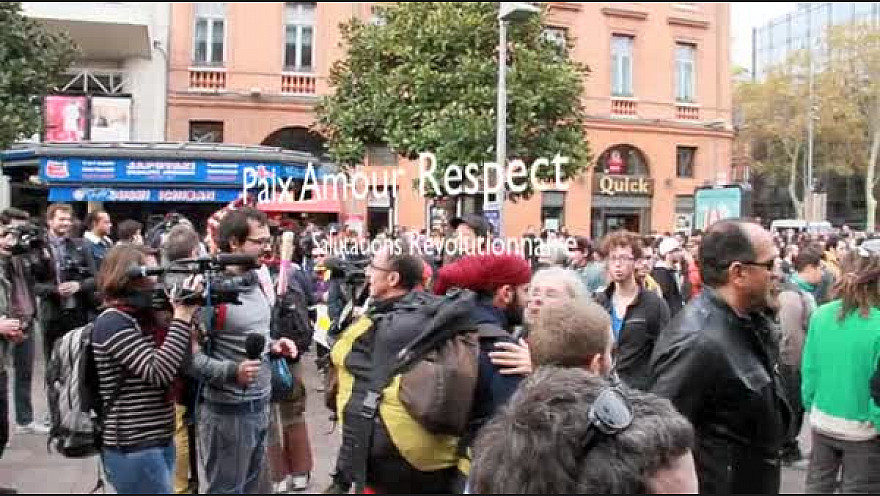 Barrage de Sivens, manifestation du 8 novembre 2014 à Toulouse  ' Paix Amour Respect'